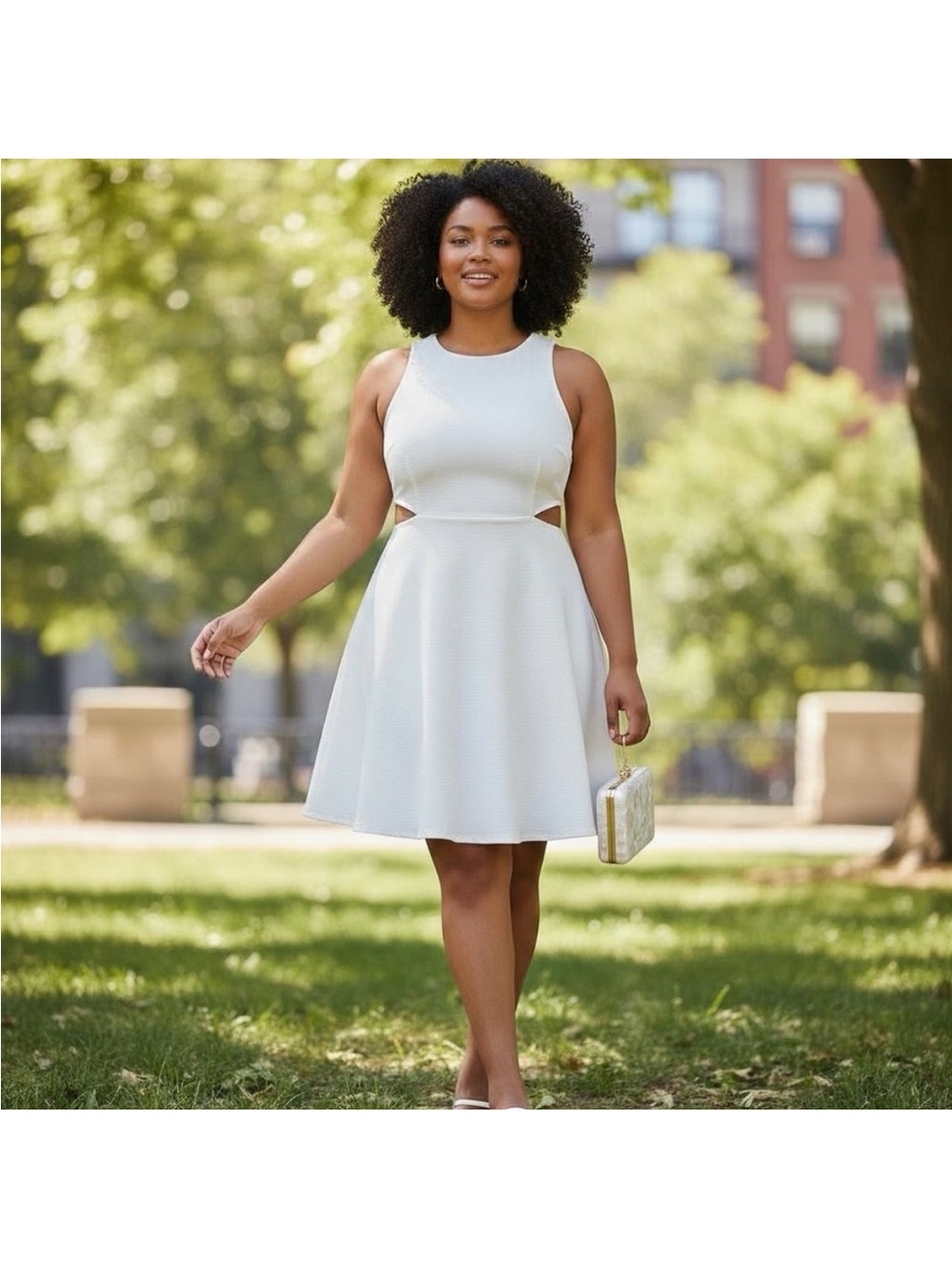 CLOSET CLEAR OUT! Belongsci White Cutout Fit & Flare Dress XL NWT